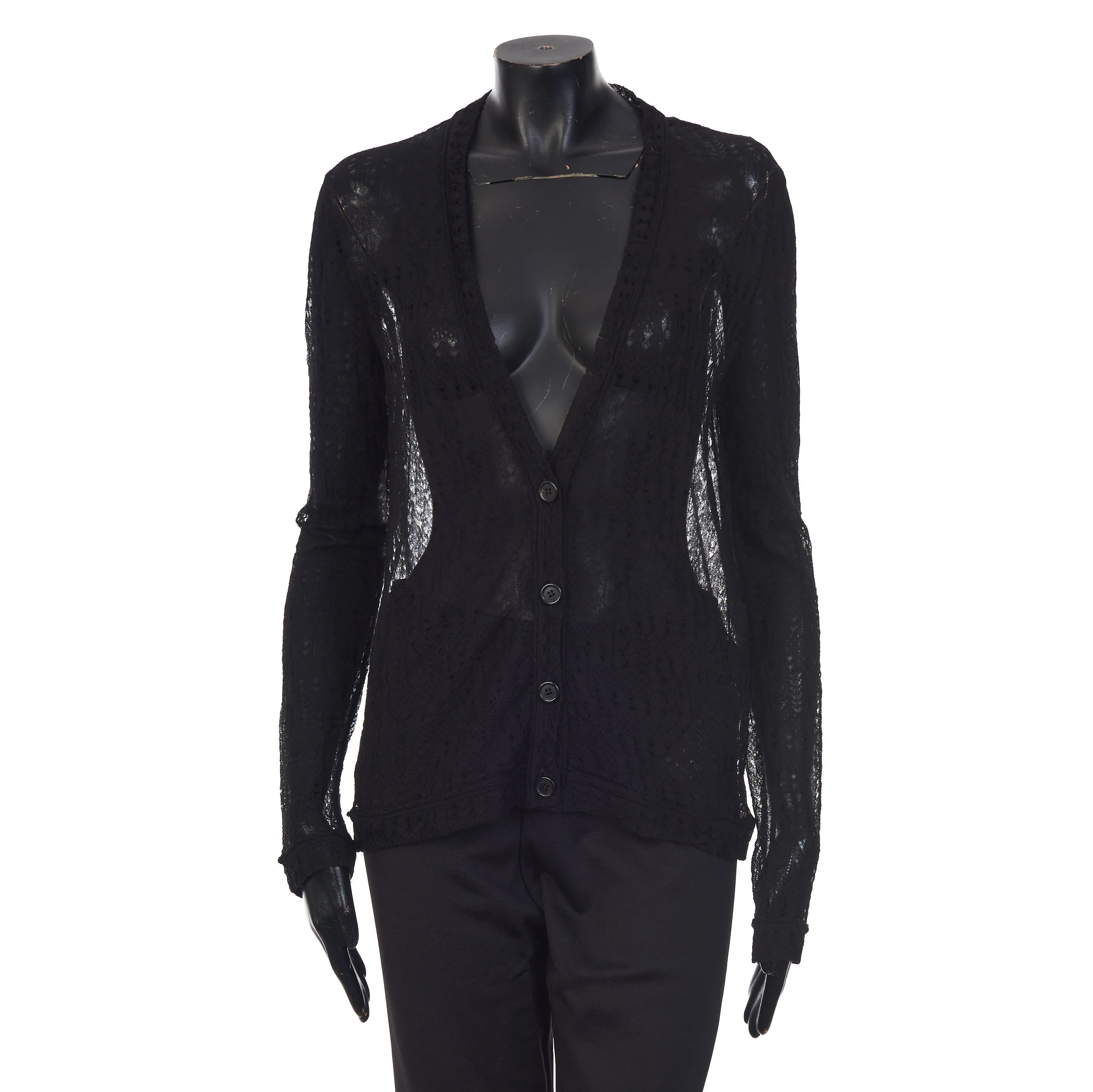 Black Patterned Semi-Sheer Cardigan