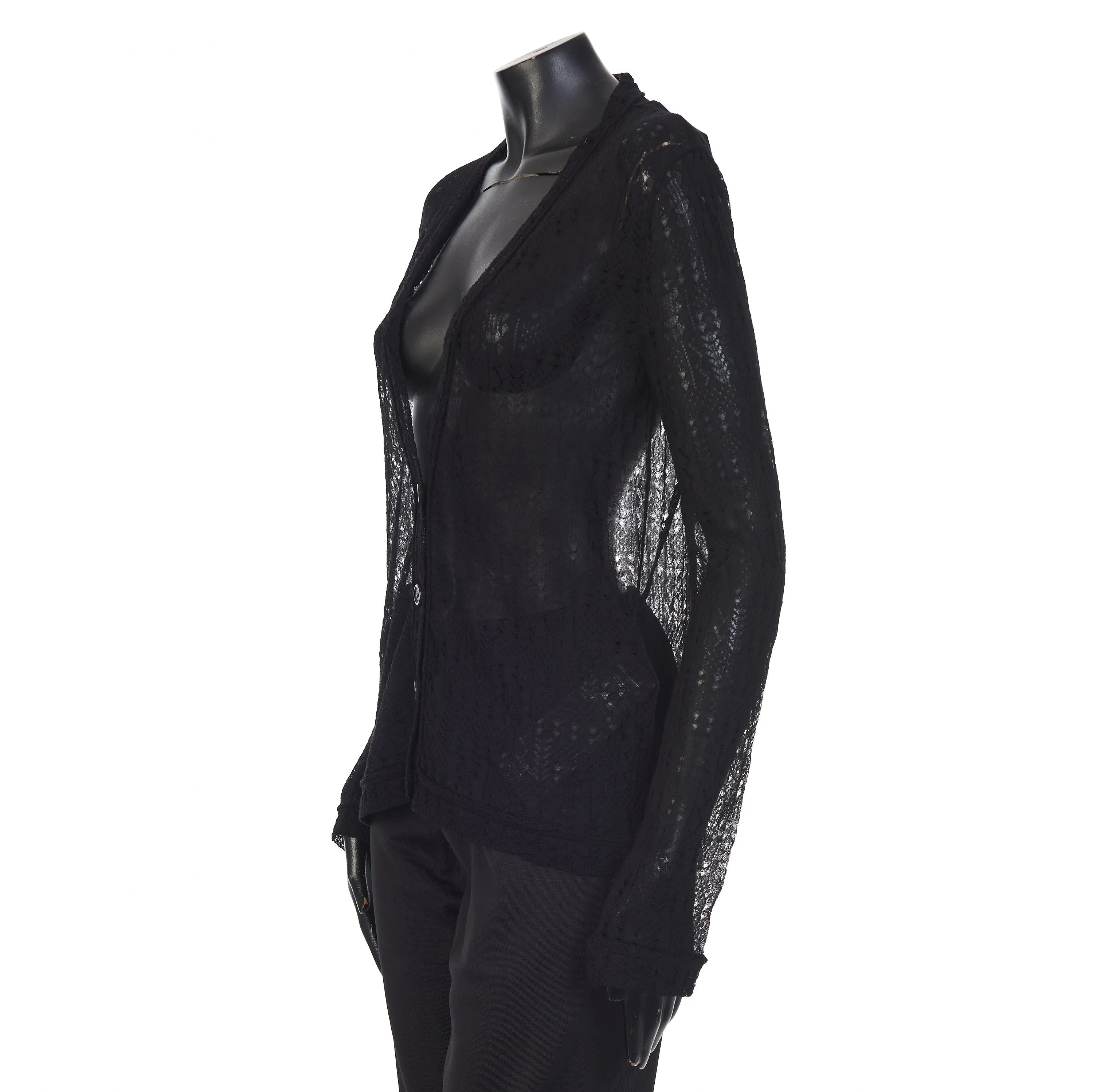 Black Patterned Semi-Sheer Cardigan