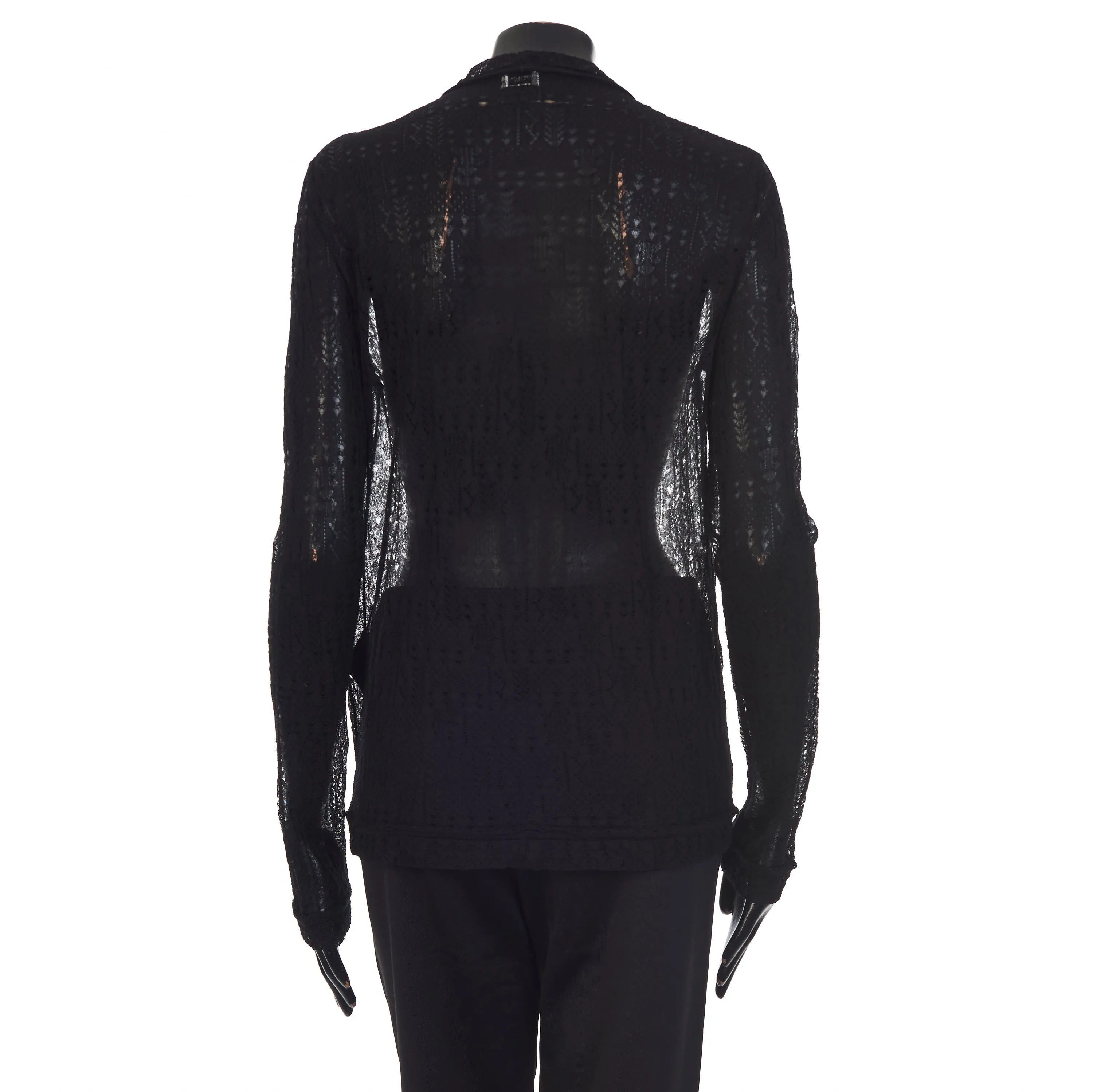 Black Patterned Semi-Sheer Cardigan