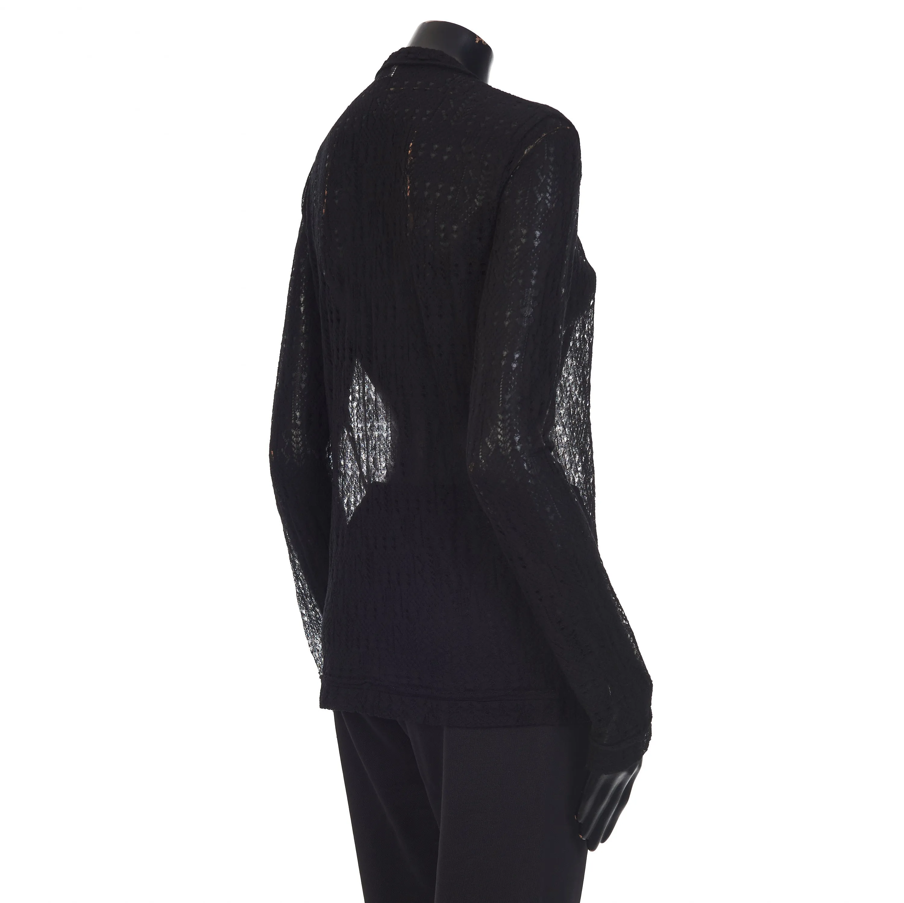 Black Patterned Semi-Sheer Cardigan