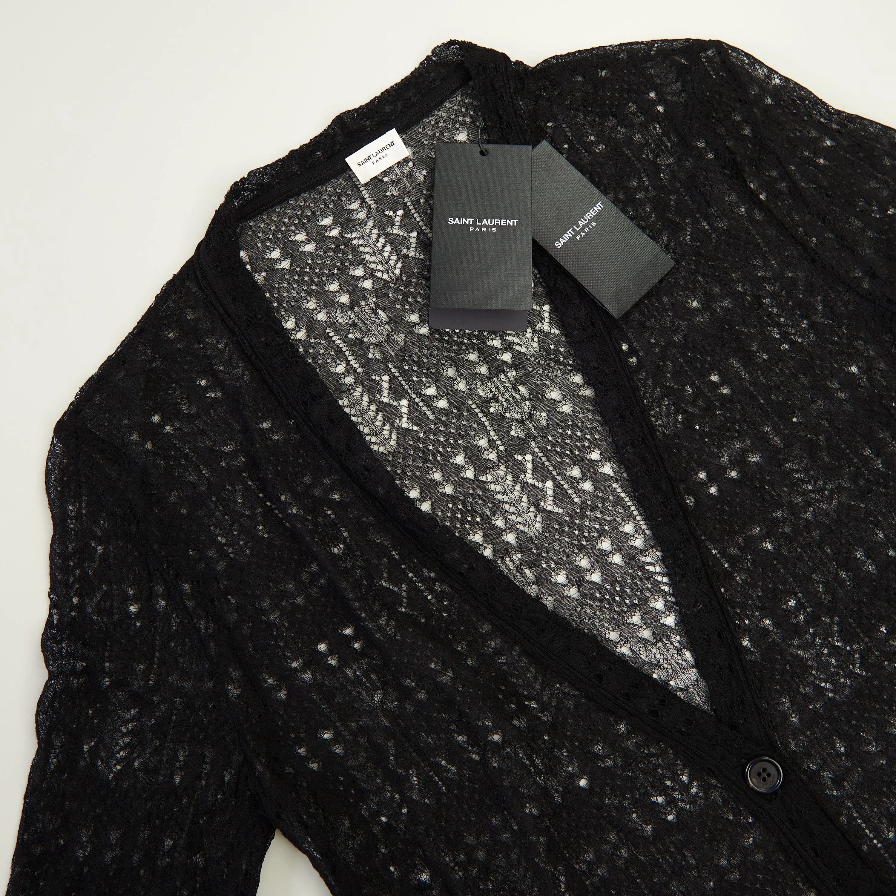 Black Patterned Semi-Sheer Cardigan