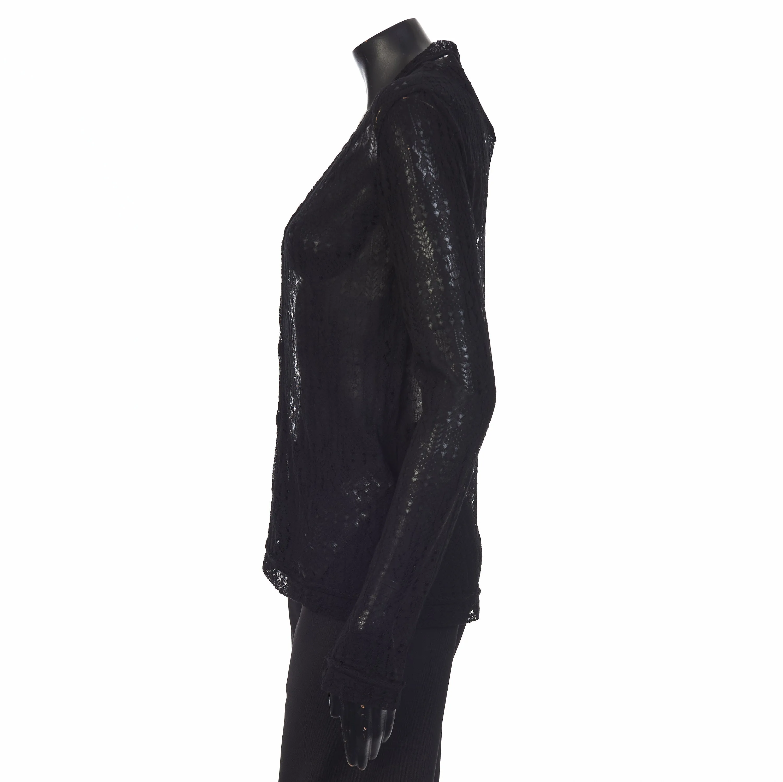 Black Patterned Semi-Sheer Cardigan