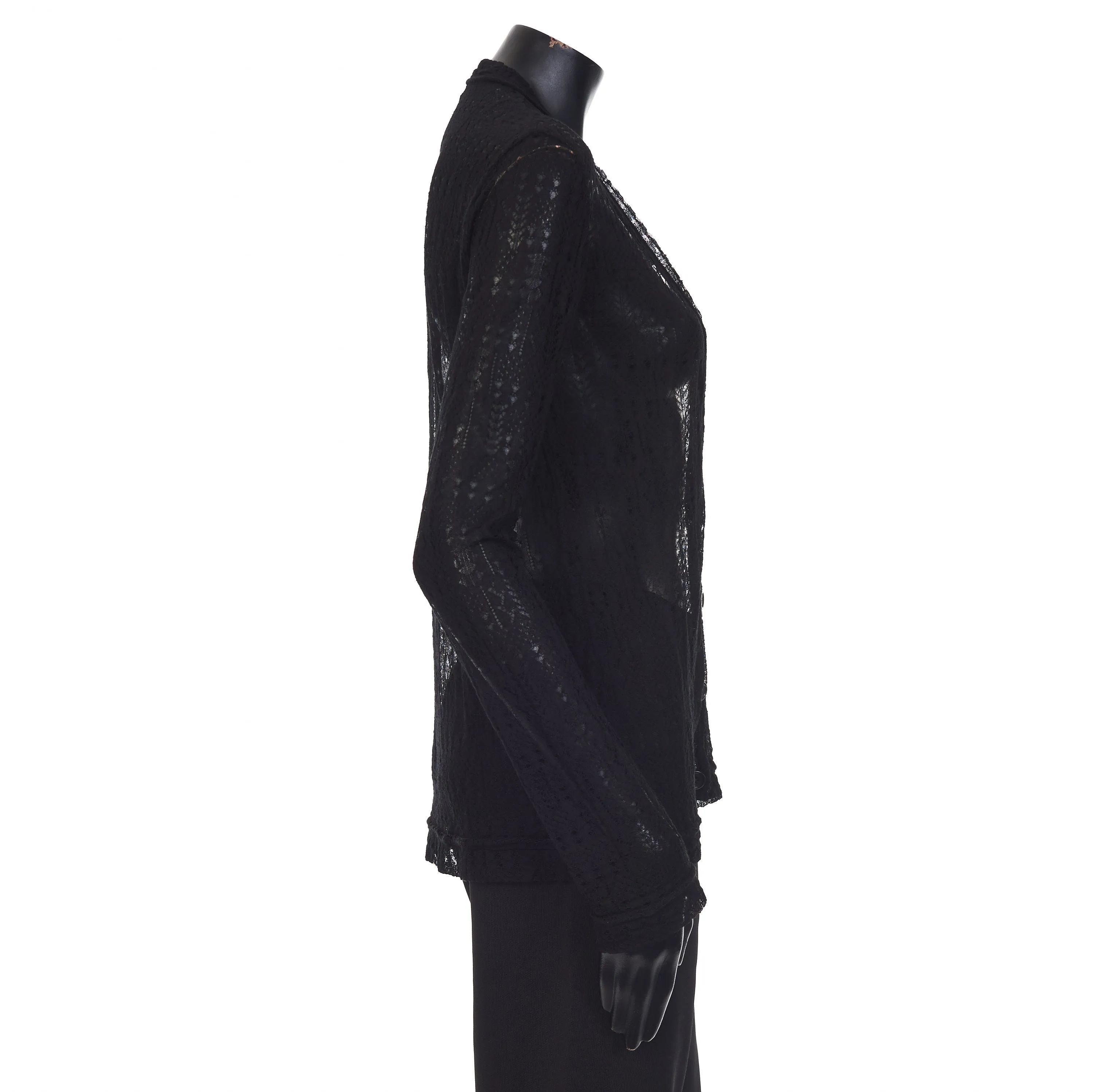 Black Patterned Semi-Sheer Cardigan