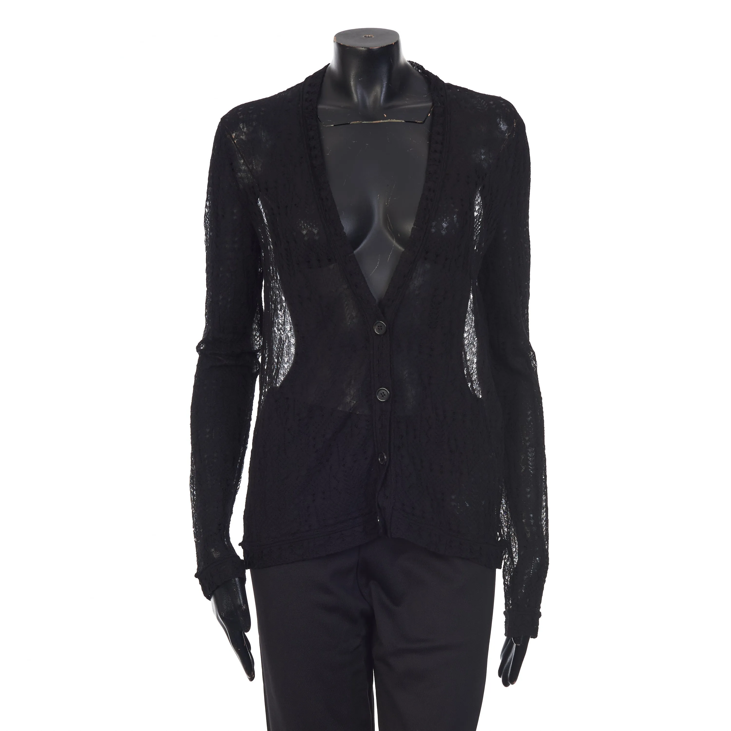 Black Patterned Semi-Sheer Cardigan