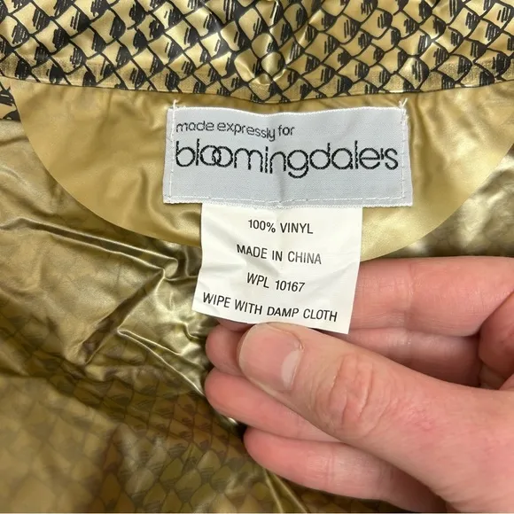 Bloomingdales Gold &amp; Black Design Snap Button Rain Coat