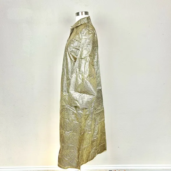 Bloomingdales Gold &amp; Black Design Snap Button Rain Coat