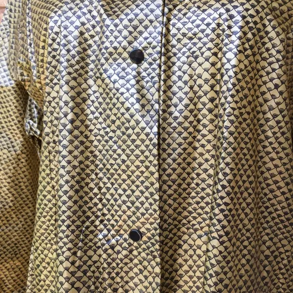 Bloomingdales Gold &amp; Black Design Snap Button Rain Coat