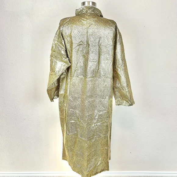 Bloomingdales Gold &amp; Black Design Snap Button Rain Coat