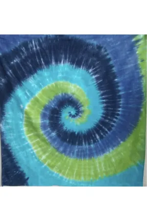 Blue & Green Spiral Tie-Dye Tapestry 58x58