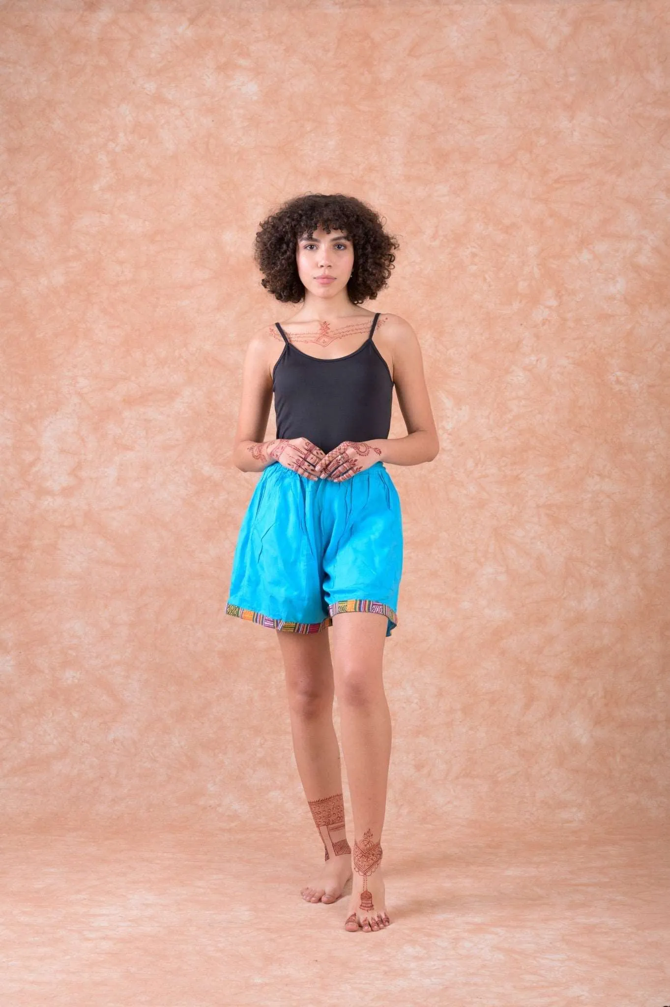 Boho Shorts With Patterned Border