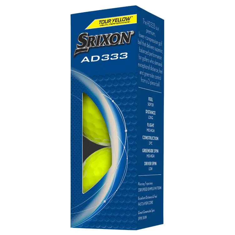 Bolas de golf amarillas Srixon AD333, paquete de 12