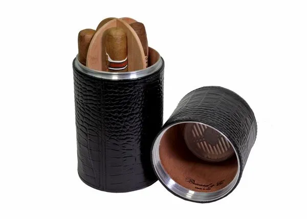 Brizard and Co. The Cylinder Desk Humidor - Croco Pattern Black