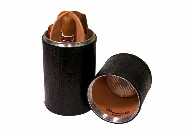 Brizard and Co. The Cylinder Desk Humidor -Lizard Black