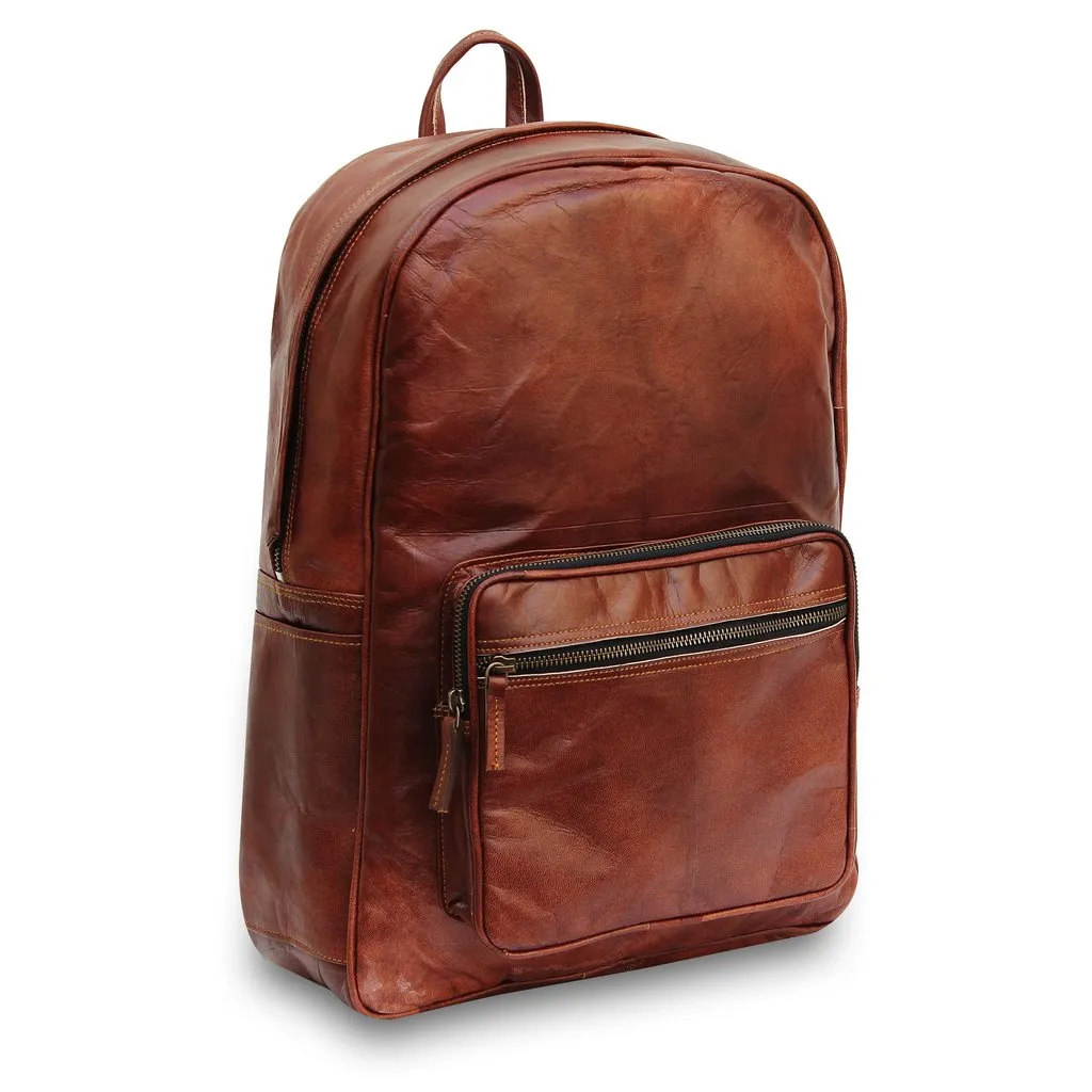 Brown Leather Laptop Backpack