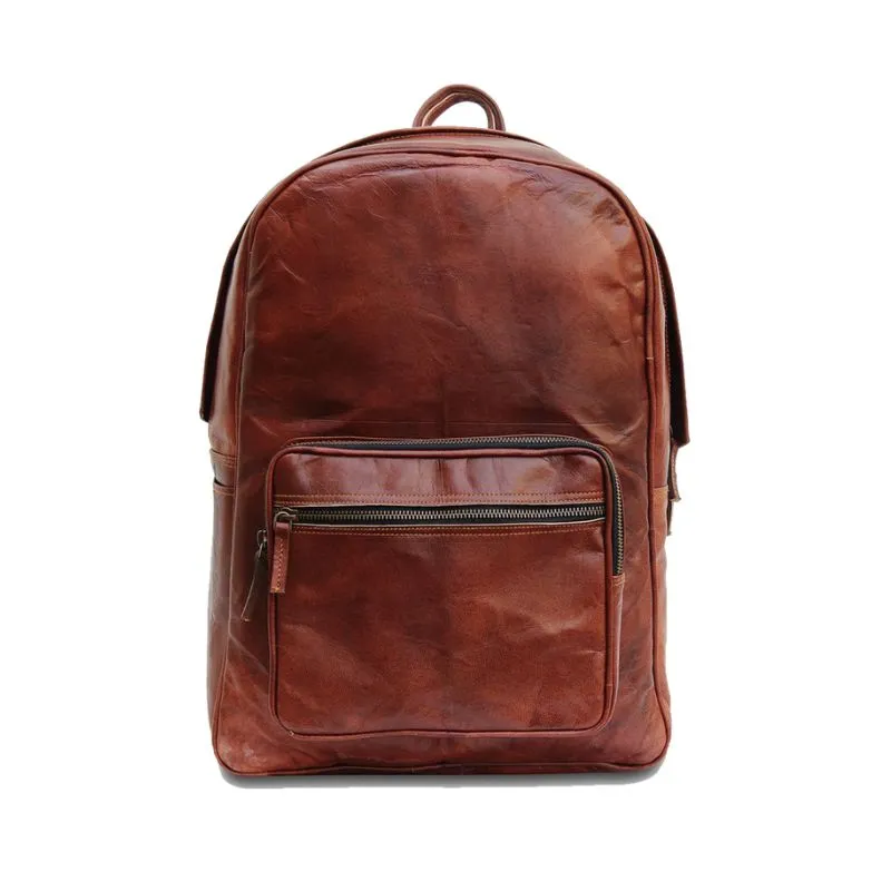Brown Leather Laptop Backpack