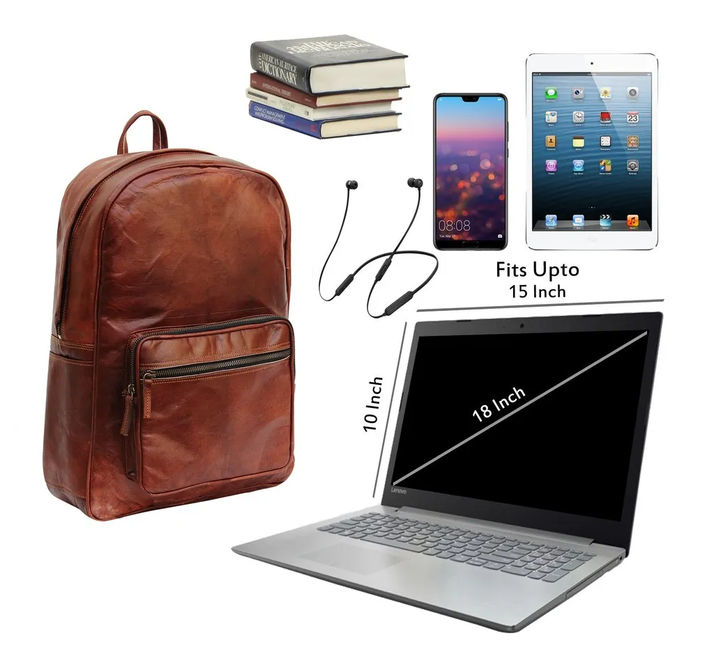 Brown Leather Laptop Backpack