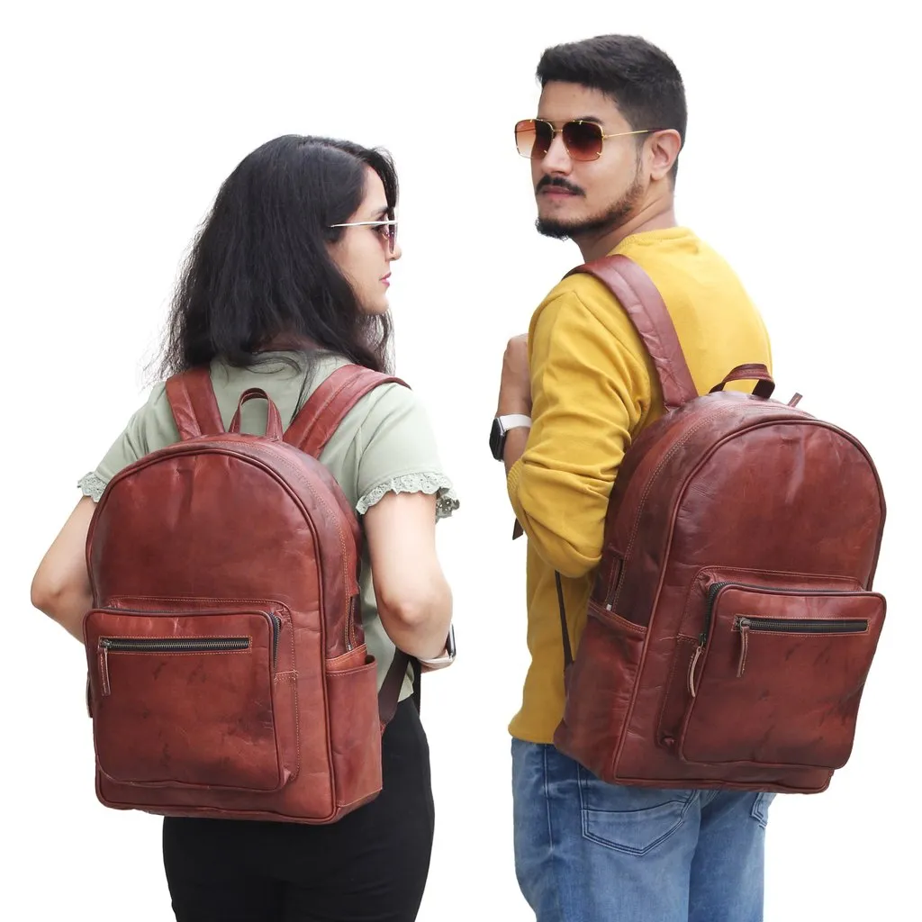 Brown Leather Laptop Backpack
