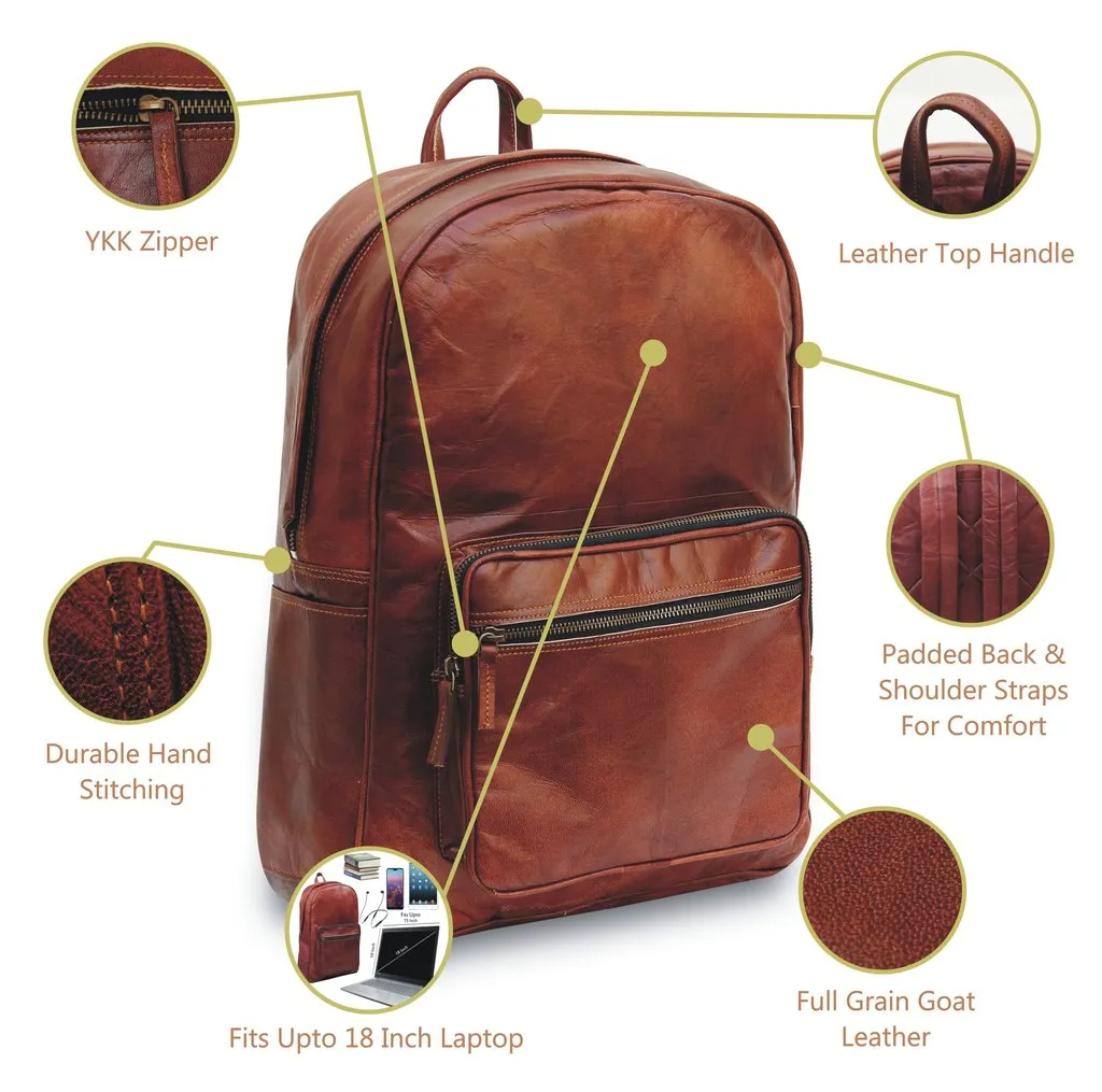 Brown Leather Laptop Backpack