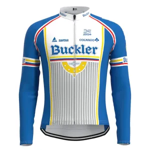 Buckler Blue Vintage Long Sleeve Cycling Jersey Top