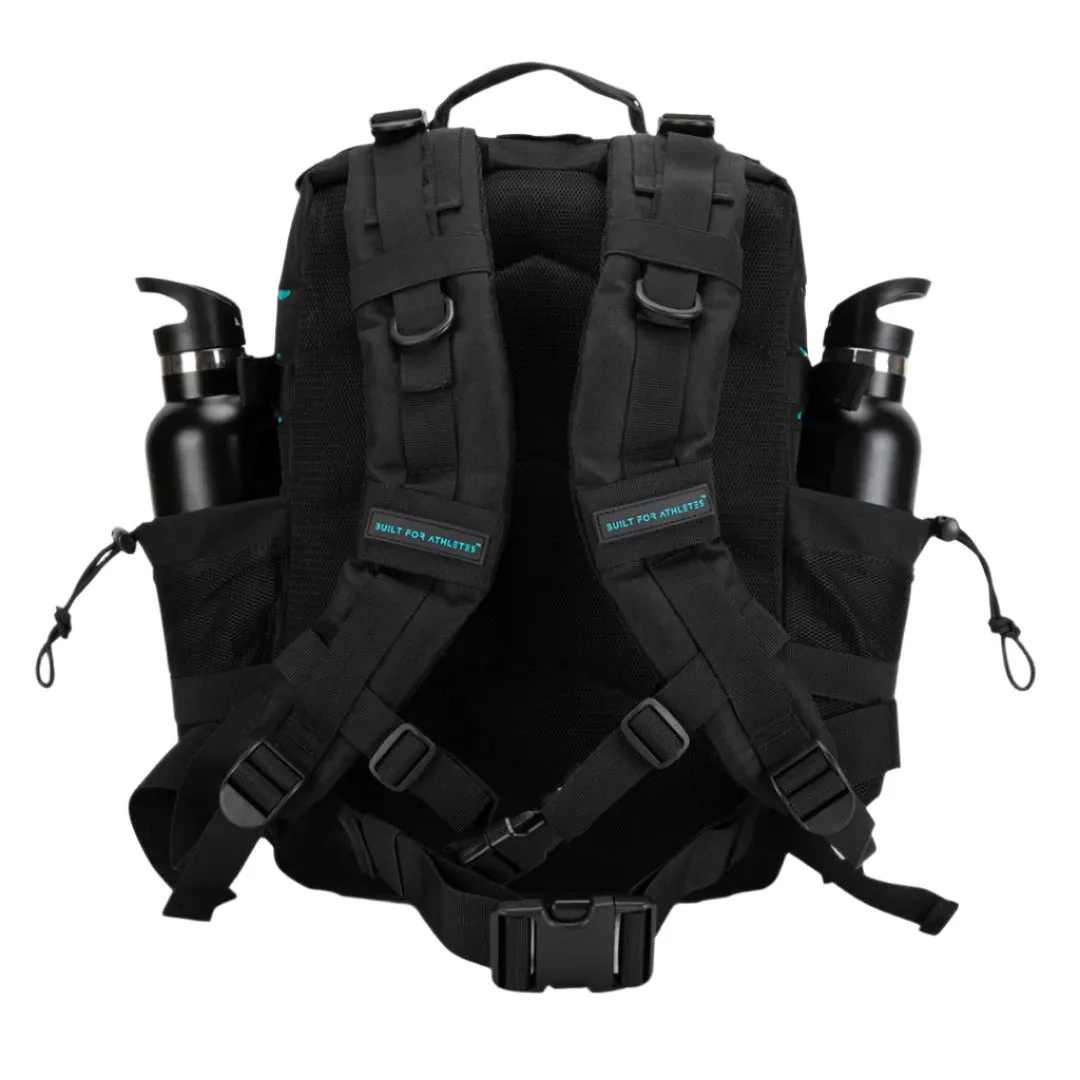 Built for Athletes - Gym Backpack - 25L (Medium) - Black & Aqua