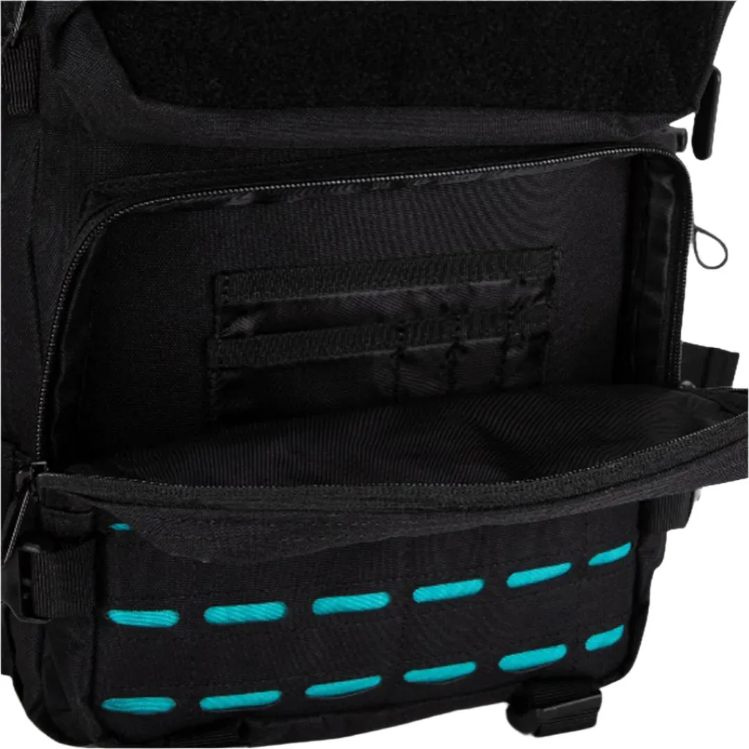 Built for Athletes - Gym Backpack - 25L (Medium) - Black & Aqua
