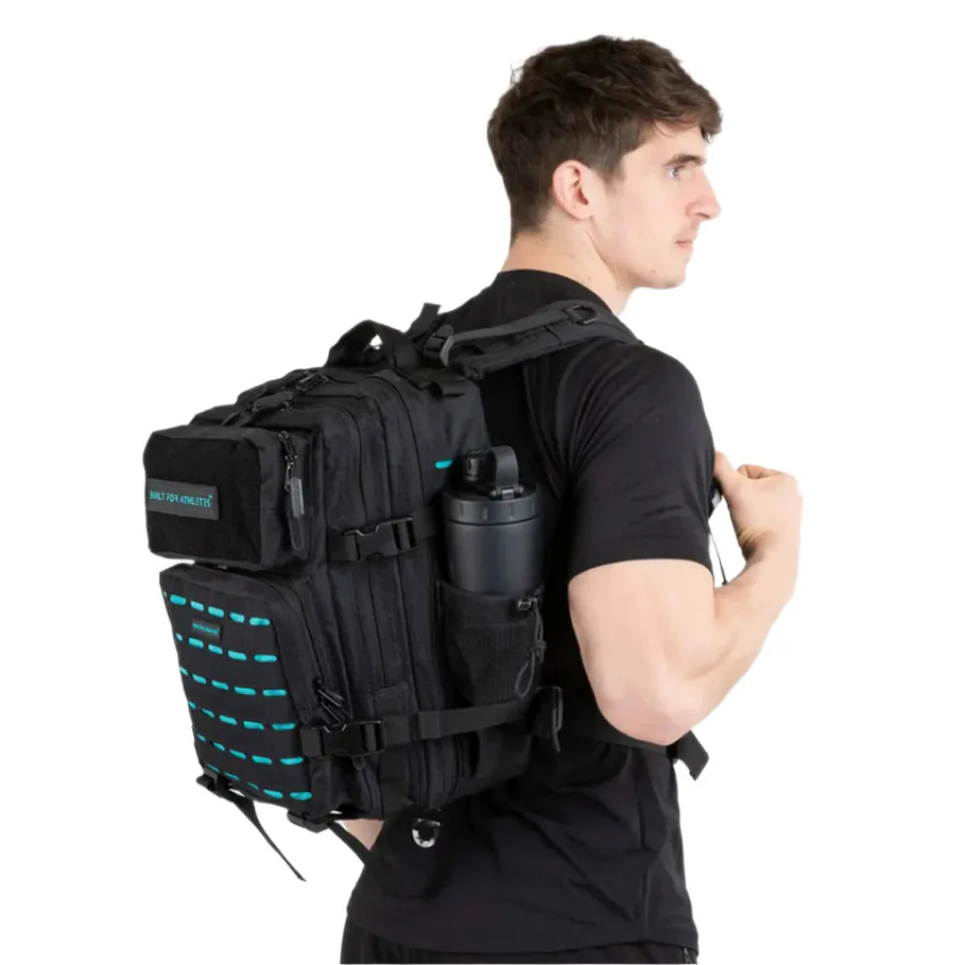 Built for Athletes - Gym Backpack - 25L (Medium) - Black & Aqua