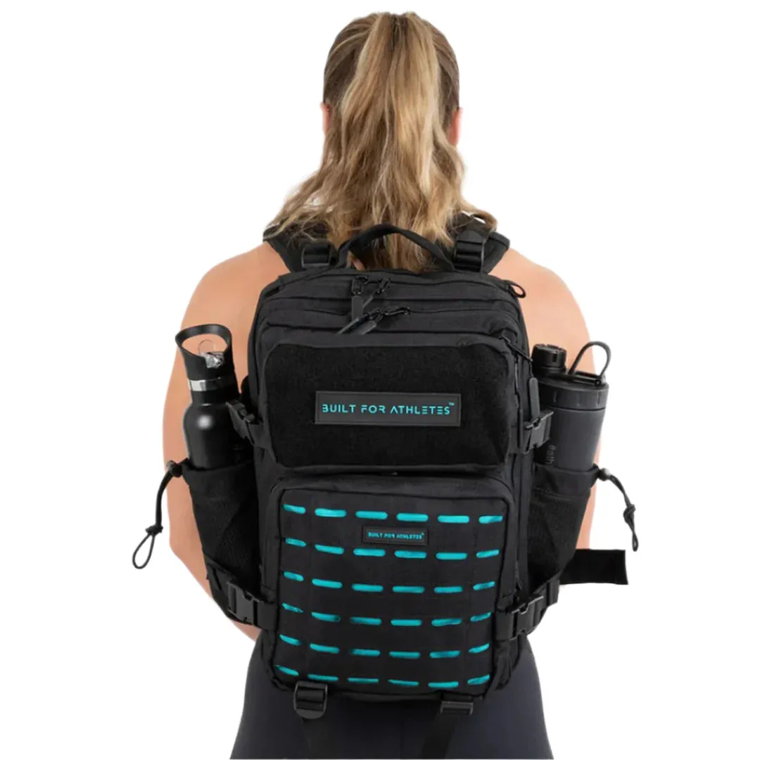 Built for Athletes - Gym Backpack - 25L (Medium) - Black & Aqua