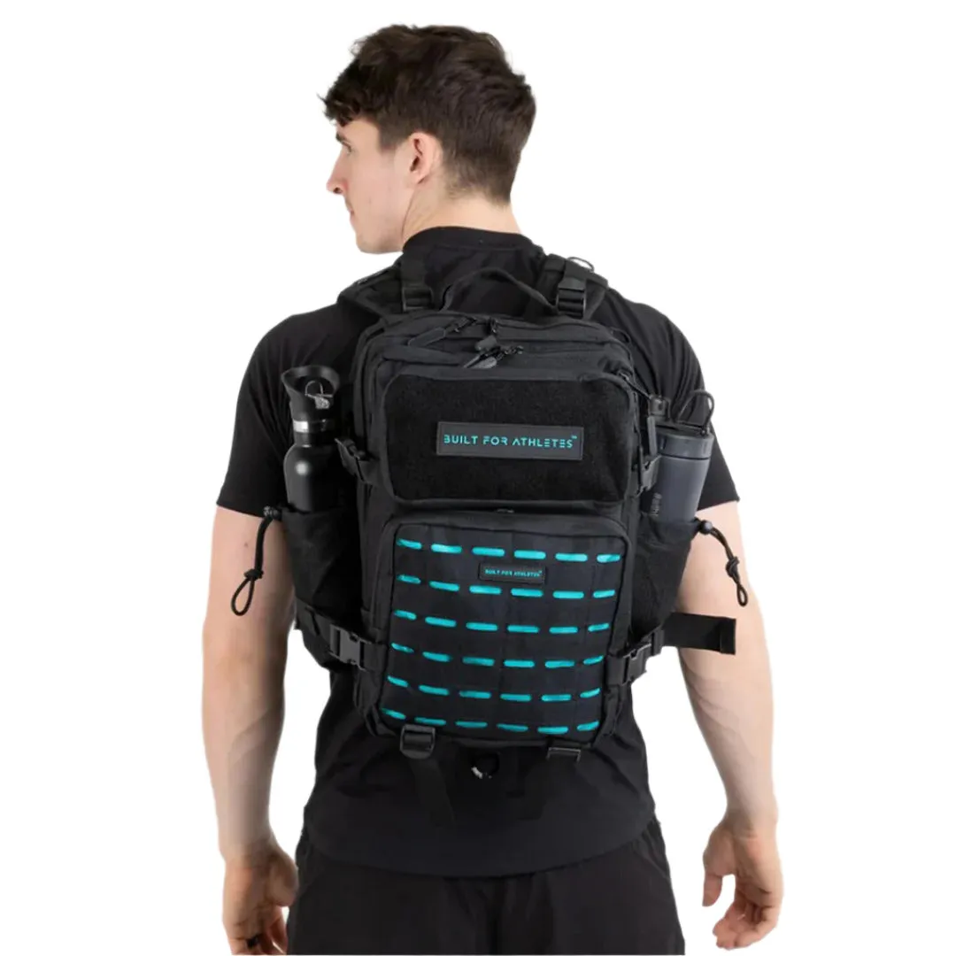 Built for Athletes - Gym Backpack - 25L (Medium) - Black & Aqua