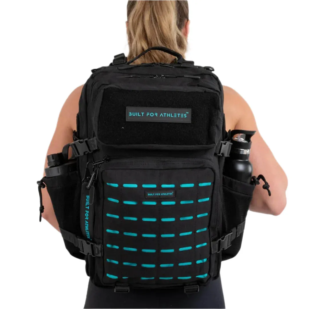 Built for Athletes - Gym Backpack - 45L (Large) - Black & Aqua