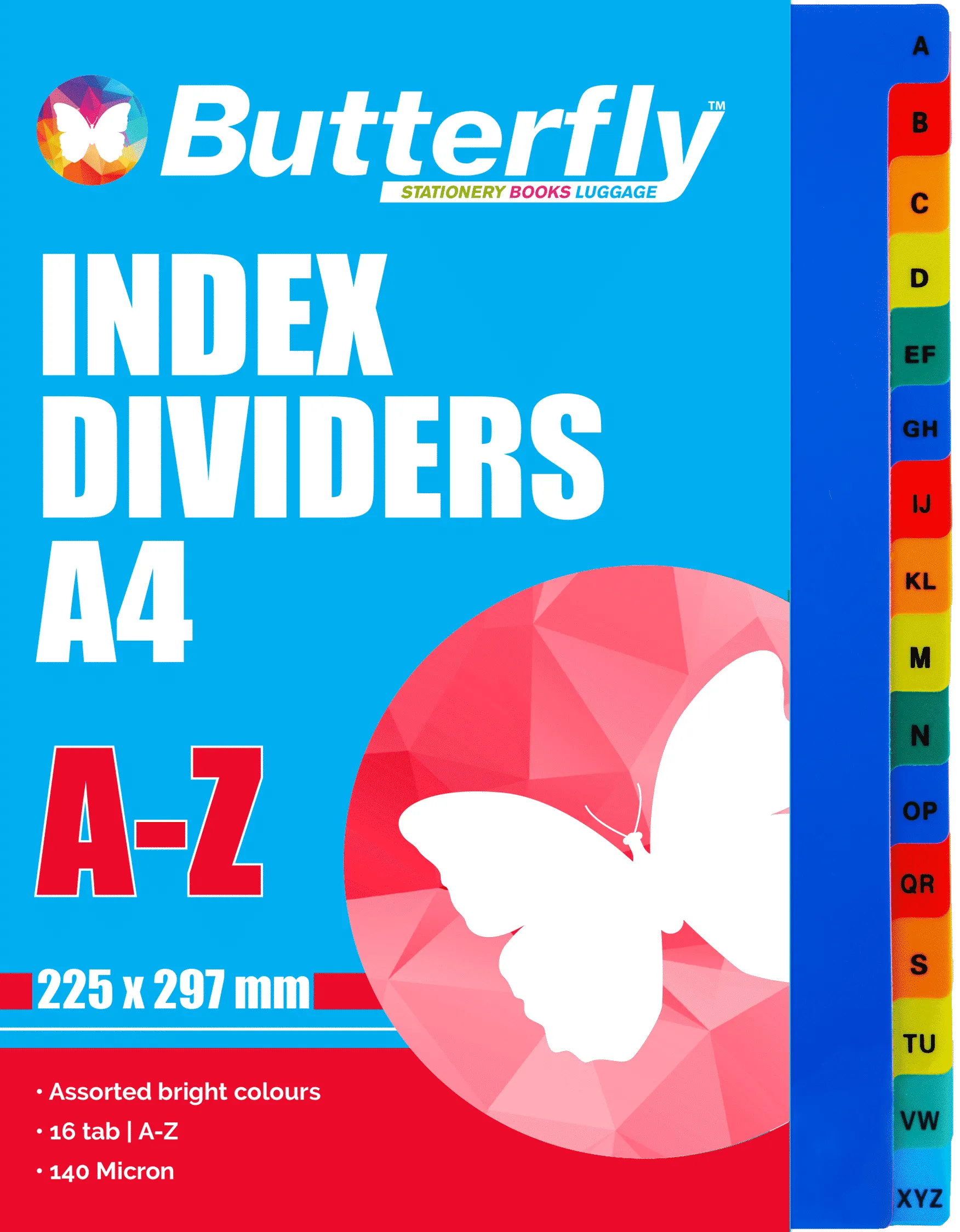 Butterfly File Dividers 140 Micron Pp - A-Z 16 Dividers