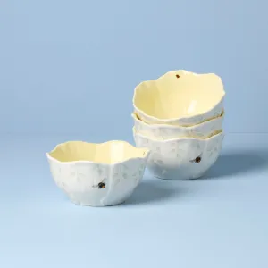 Butterfly Meadow Floral S/4 Dessert Bowls - Yellow