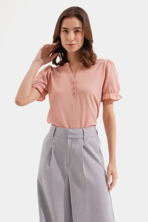 Button Down Puff Sleeve Tee