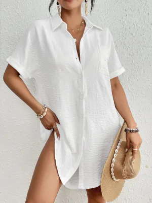 Button Down White Shirt Beach Cover Up