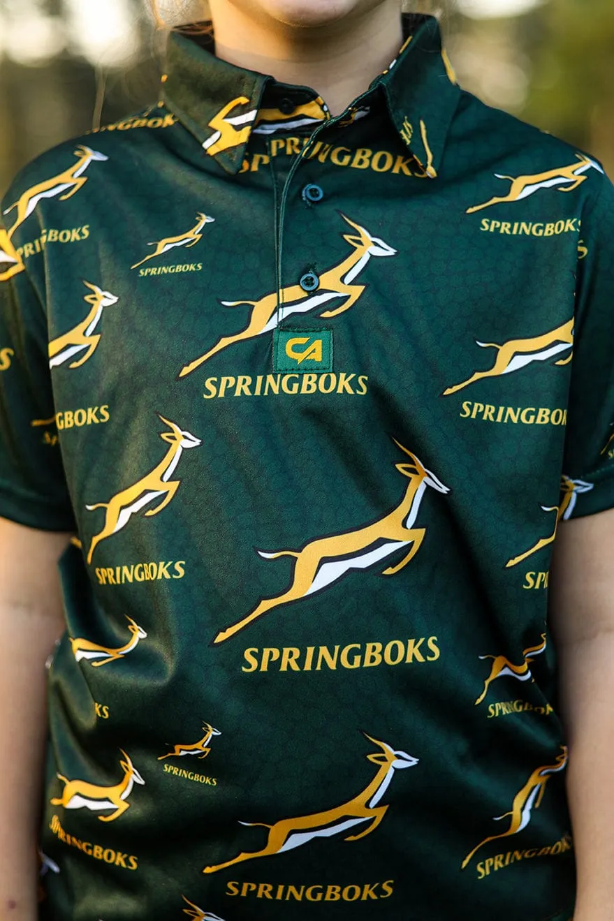 CA JNR Unisex Springbok Golf Shirt | Green Ethnic