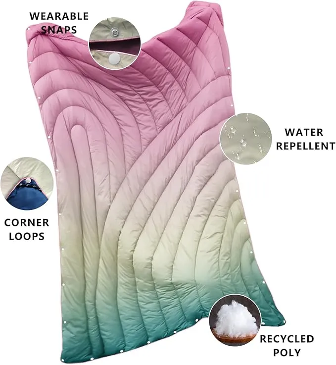 Camping Blanket,Packable Down Alternative Puffy Printed Camping Blanket Lightweight Outdoor Blanket for Camping,Traveling, Stadium, Hiking, Picnics
