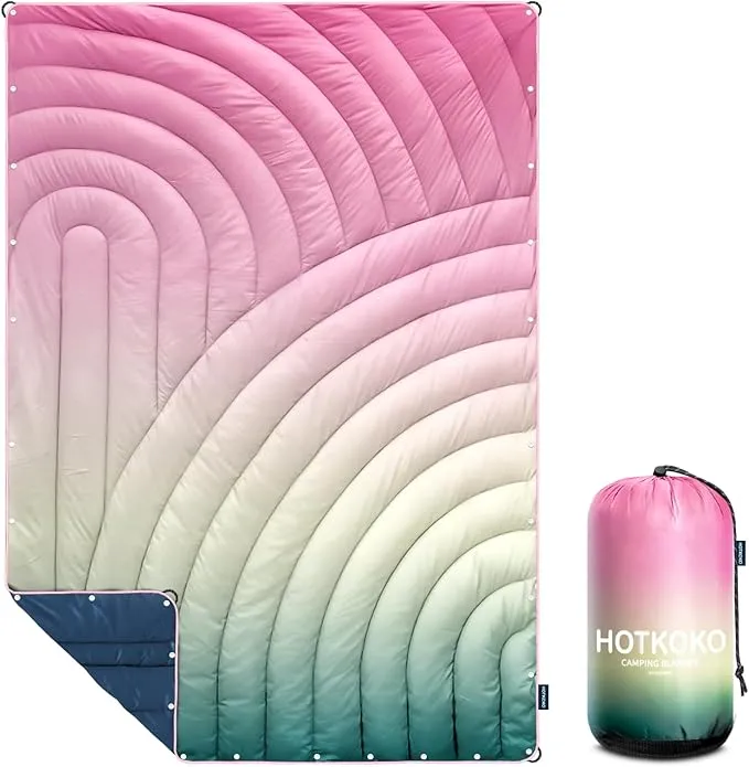Camping Blanket,Packable Down Alternative Puffy Printed Camping Blanket Lightweight Outdoor Blanket for Camping,Traveling, Stadium, Hiking, Picnics