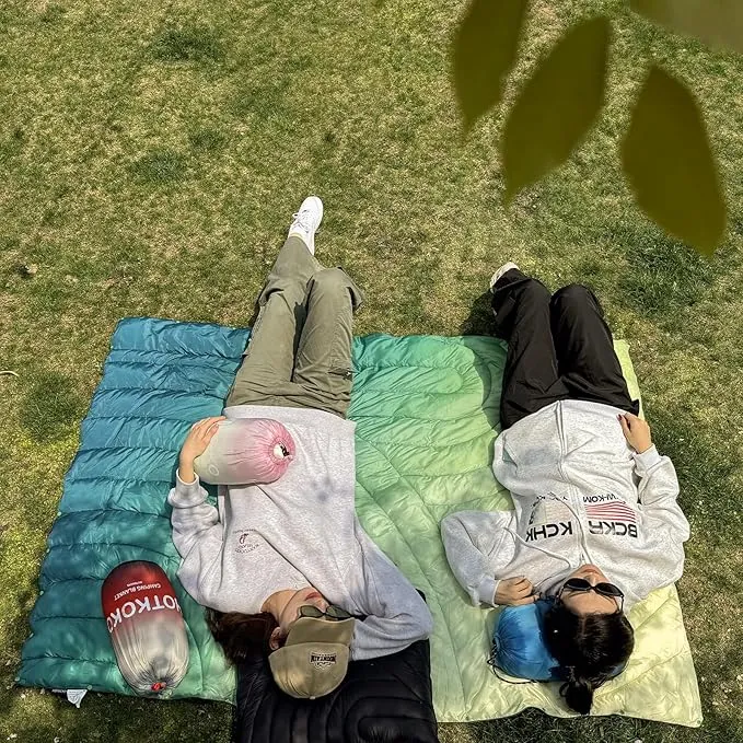 Camping Blanket,Packable Down Alternative Puffy Printed Camping Blanket Lightweight Outdoor Blanket for Camping,Traveling, Stadium, Hiking, Picnics
