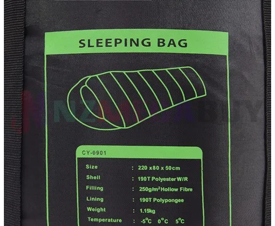 Camping Mummy Sleeping Bag Single  -5°C  * Red/Black