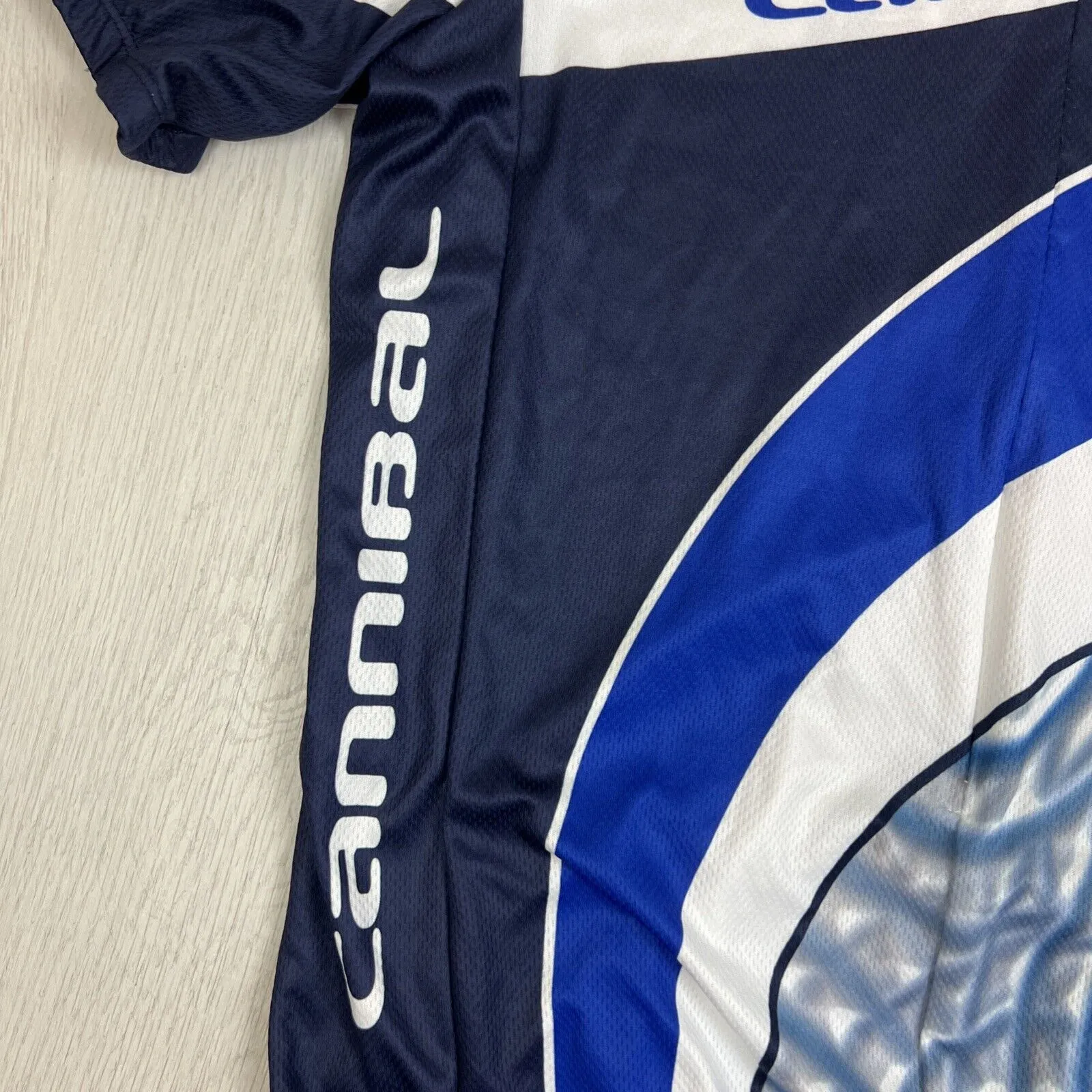 Cannibal Cycling  Zip Blue & White Cycle Jersey Cycling Size 2XL