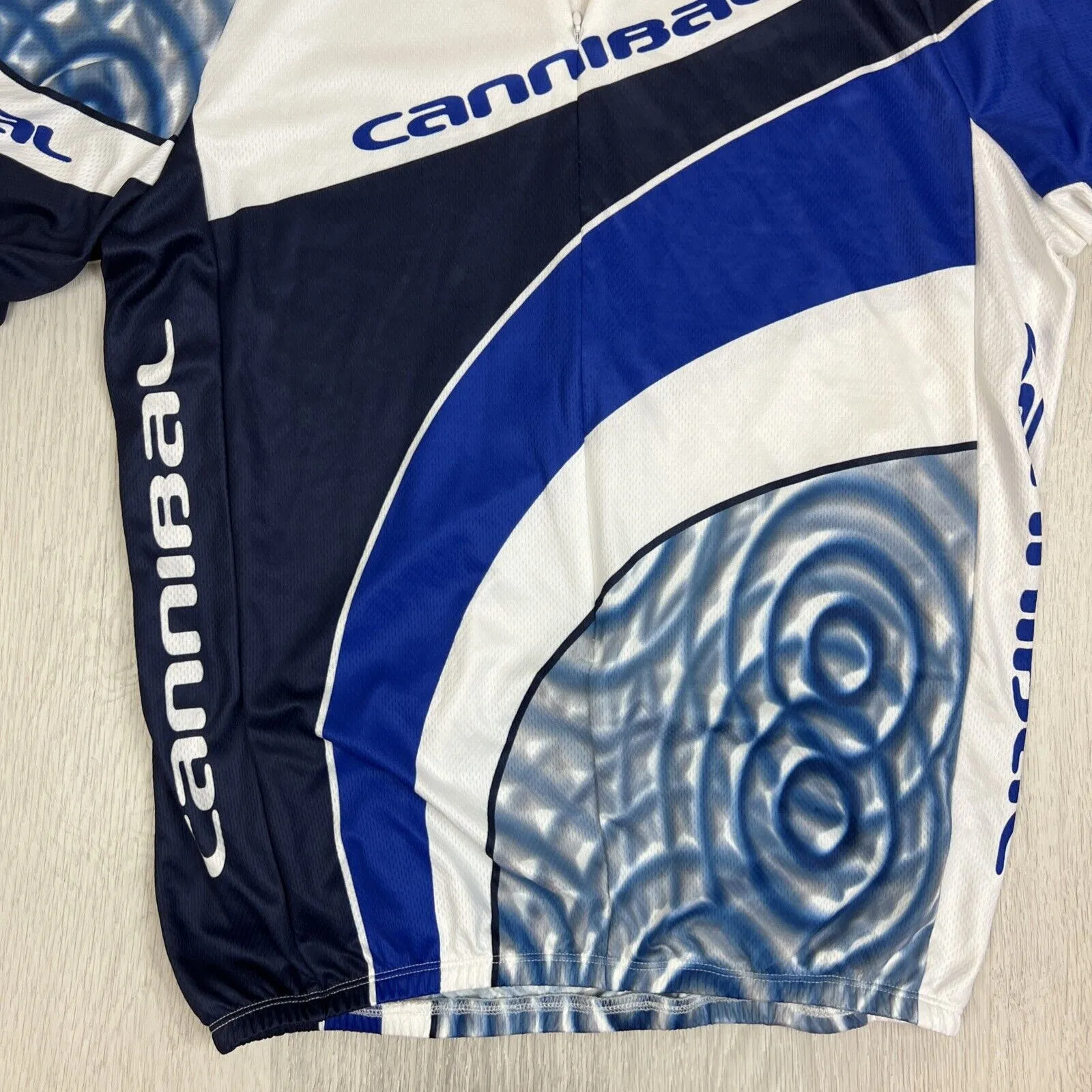 Cannibal Cycling  Zip Blue & White Cycle Jersey Cycling Size 2XL