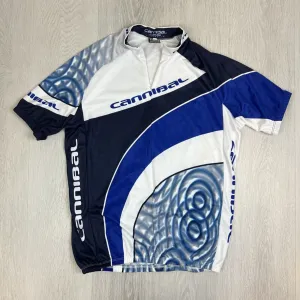 Cannibal Cycling  Zip Blue & White Cycle Jersey Cycling Size 2XL