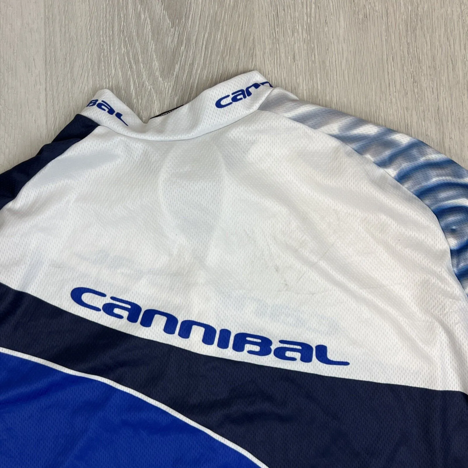 Cannibal Cycling  Zip Blue & White Cycle Jersey Cycling Size 2XL