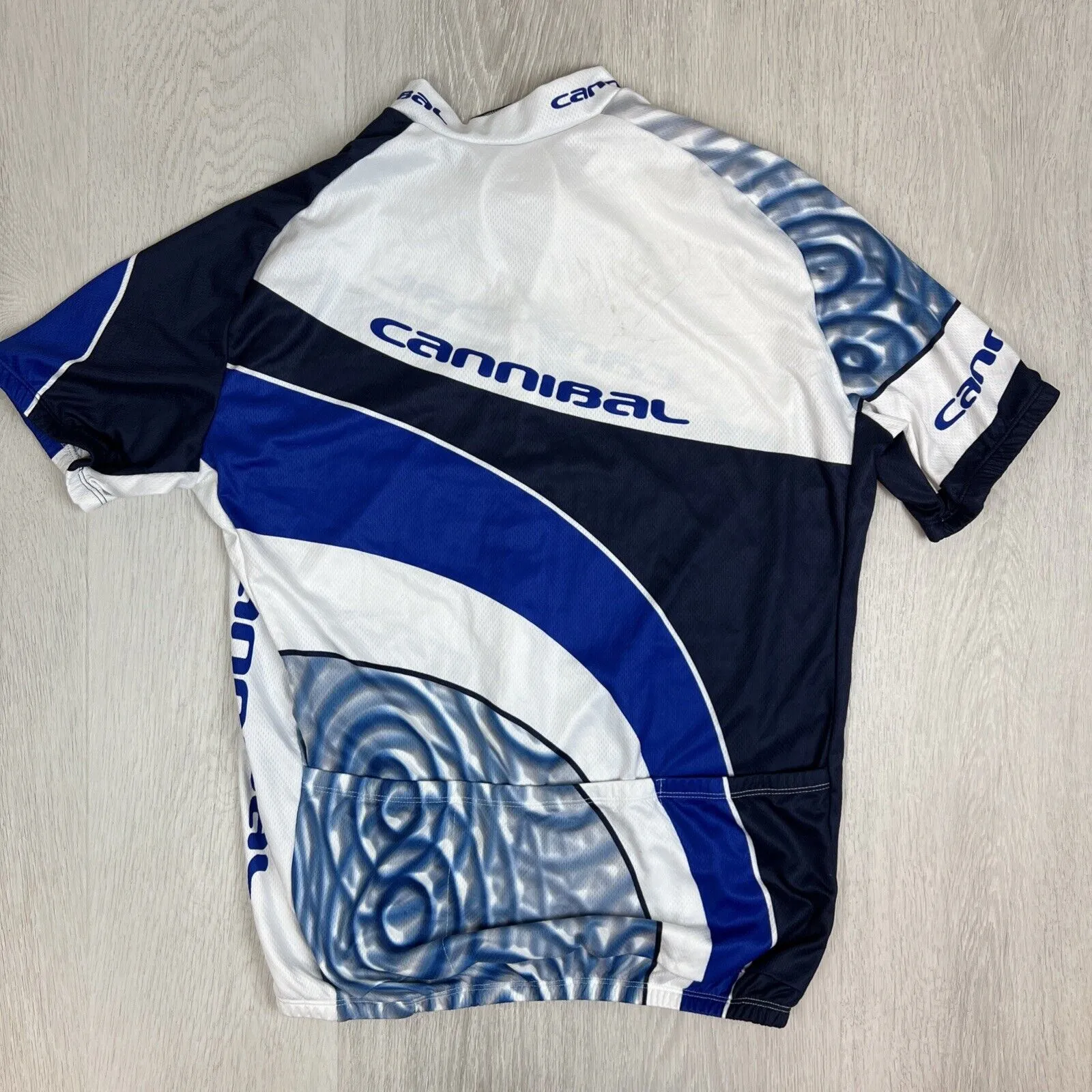 Cannibal Cycling  Zip Blue & White Cycle Jersey Cycling Size 2XL