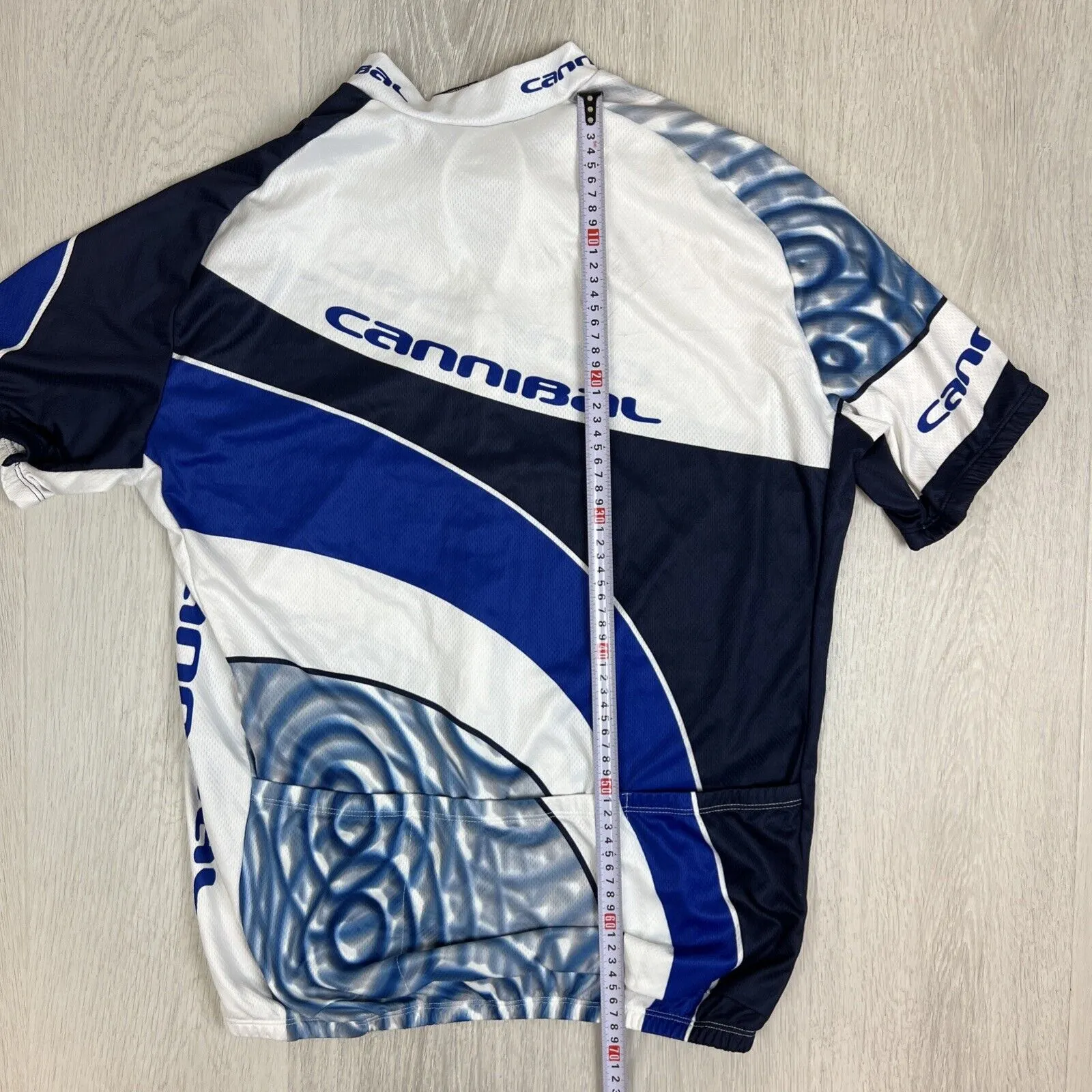 Cannibal Cycling  Zip Blue & White Cycle Jersey Cycling Size 2XL