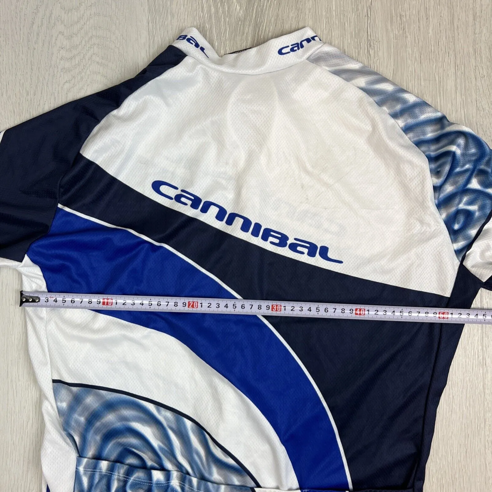 Cannibal Cycling  Zip Blue & White Cycle Jersey Cycling Size 2XL