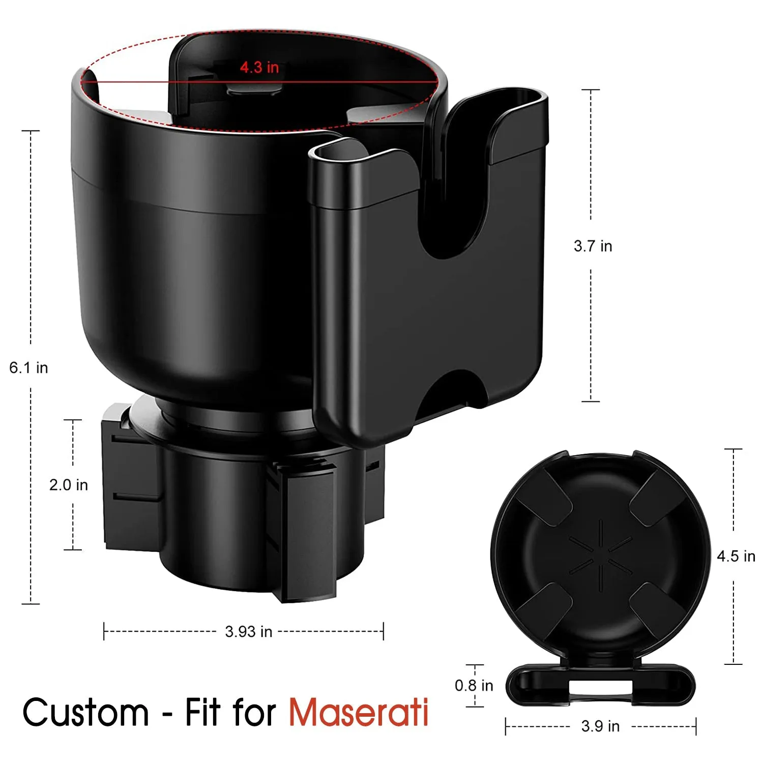 Car Cup Holder 2-in-1, Custom-Fit For Car, Car Cup Holder Expander Adapter with Adjustable Base, Car Cup Holder Expander Organizer with Phone Holder WAMS233