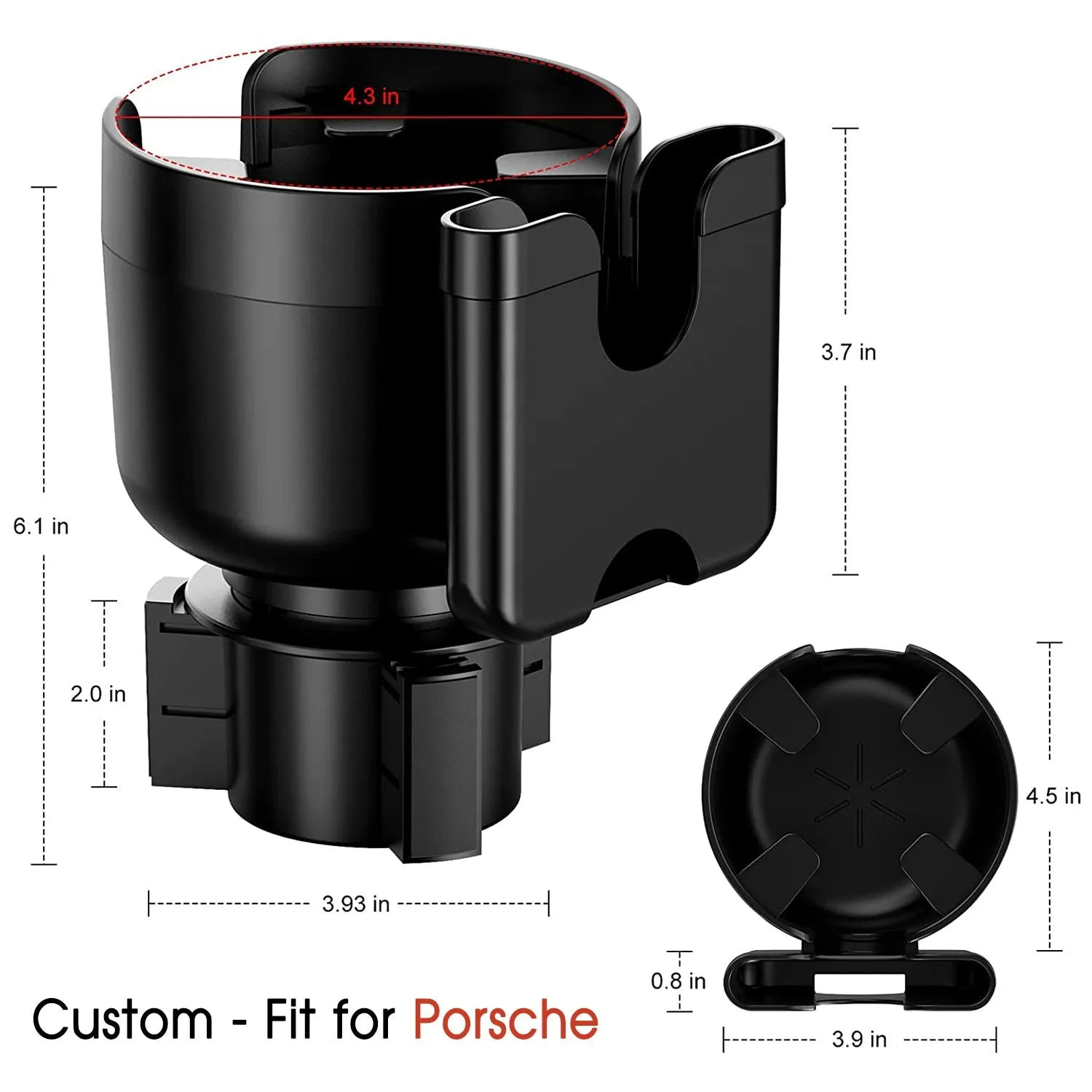 Car Cup Holder 2-in-1, Custom-Fit For Car, Car Cup Holder Expander Adapter with Adjustable Base, Car Cup Holder Expander Organizer with Phone Holder WARL233