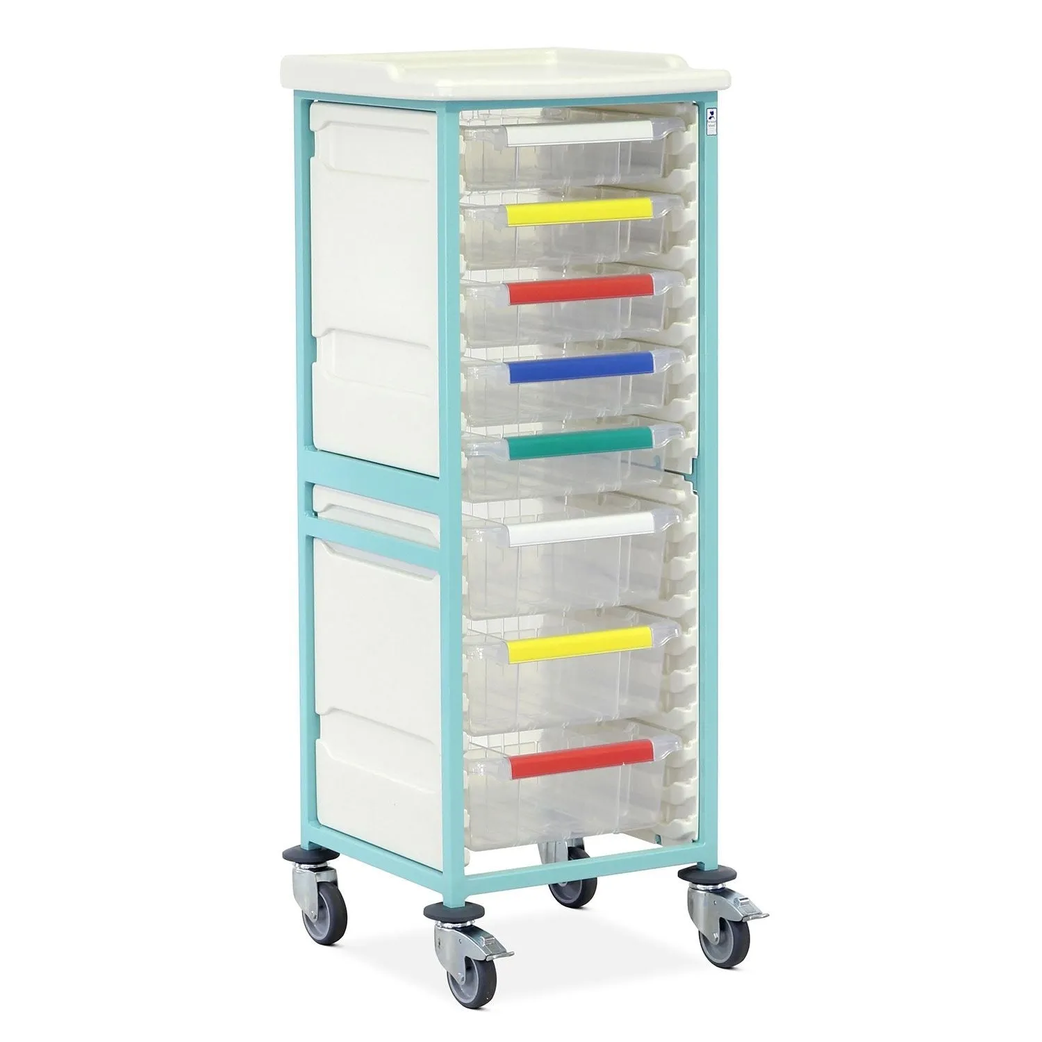 Caretray Trolley | High-Single Column | 5 Small & 3 Large Trays