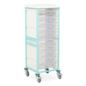 Caretray Trolley | High-Single Column | 8 Small & 1 Large Trays