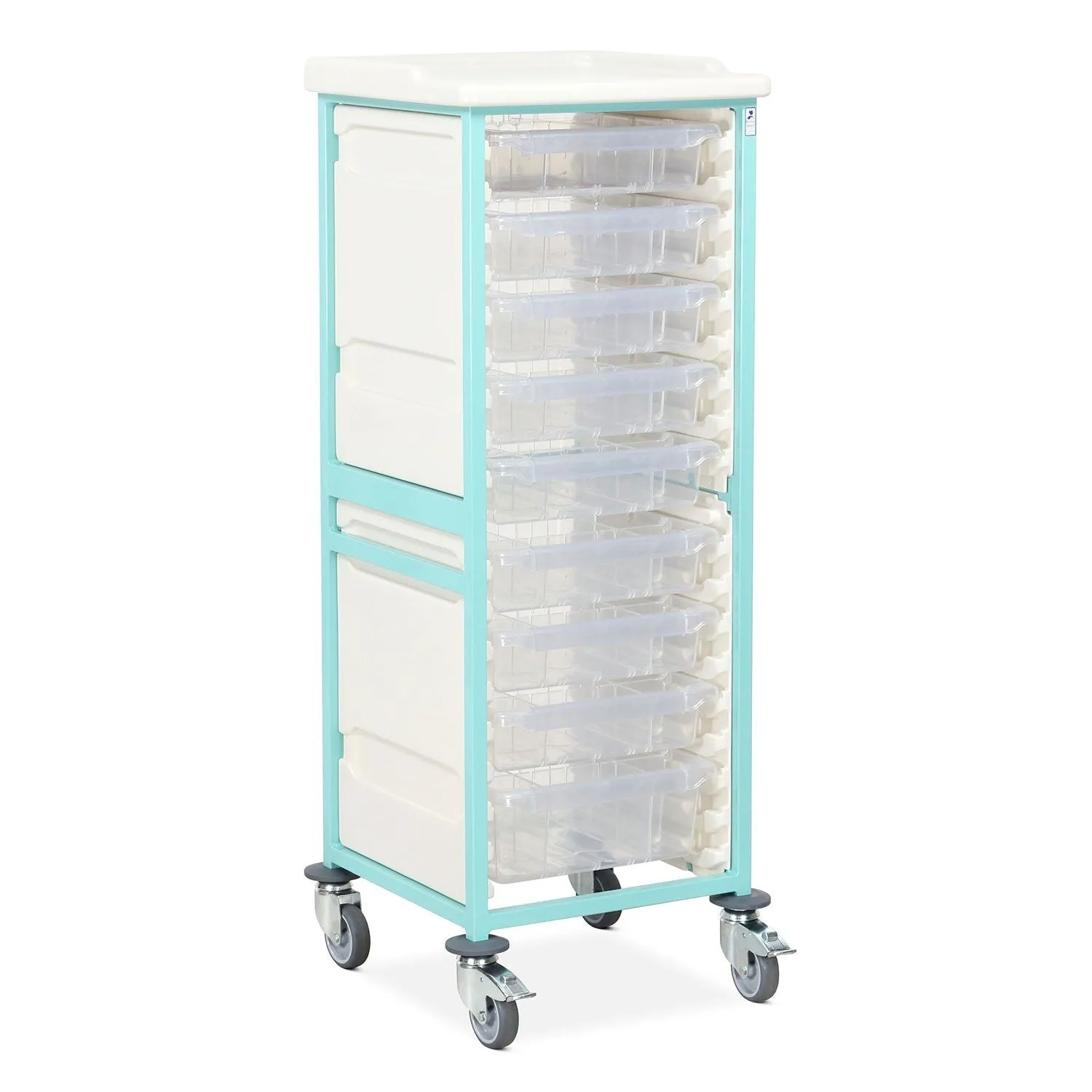 Caretray Trolley | High-Single Column | 8 Small & 1 Large Trays